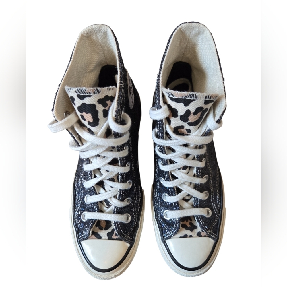 Converse Custom All Star Glitter Leopard Hi Top Limited Edition Sneaker 5.5 - Picture 5 of 14
